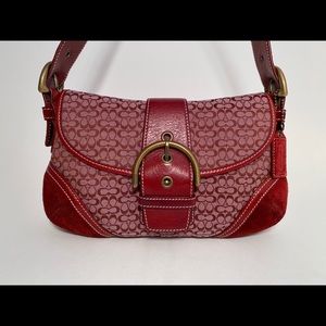 Small Coach Crimson Suede and Jacquard Hobo #6818